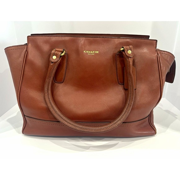 Coach Handbags - Coach Brown Satchel Top Handle Bag Zip Closure Gold Hardware